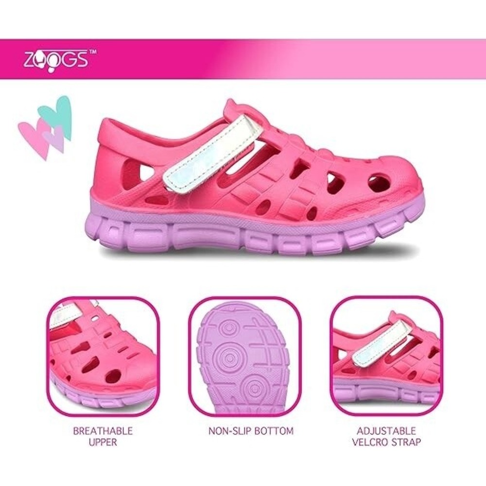 Zoogs Rene Kids Pink EVA Water Sandals Sport Shoes Girls Size 1 Little Kid